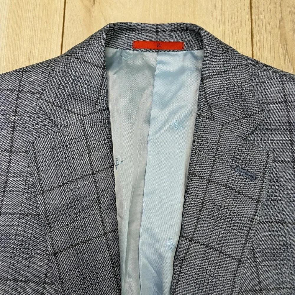 ISAIA Wool Silk Linen Glen Plaid Base 